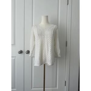 Unbranded Crochet Knit Blouse Coastal grandma Mediterranean Vacation Vibes